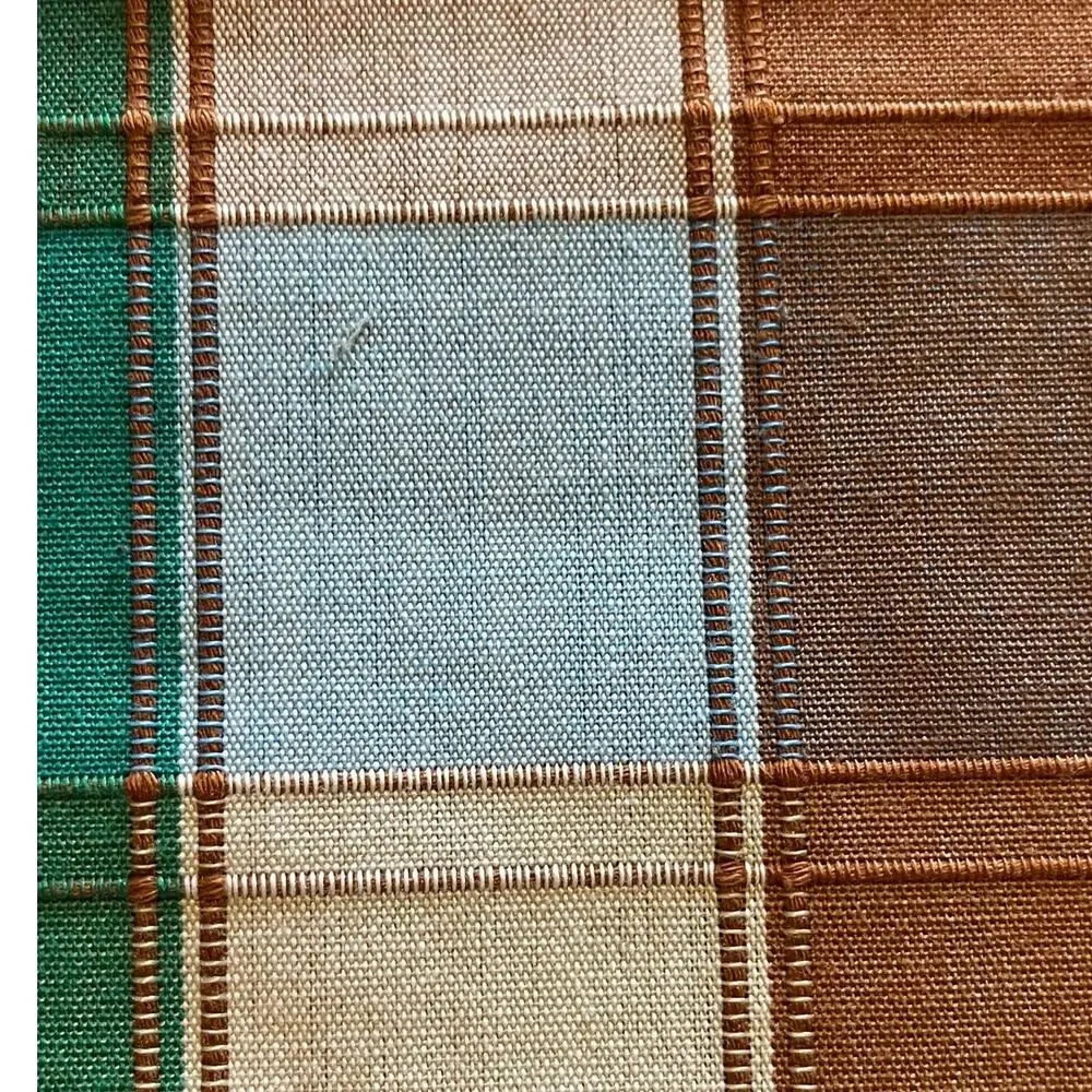 Vintage Perma Prest Tablecloth Fall Home Decor Table Cover Plaid Linen Retro 60s